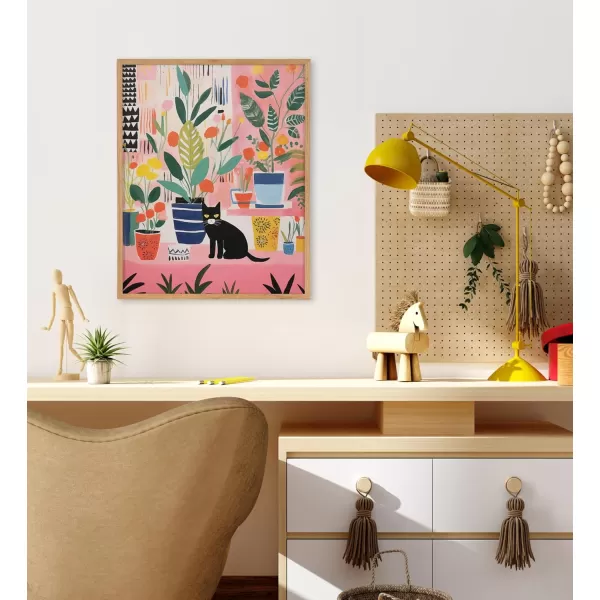 Kate and Laurel Cute Deer Wearing Glasses Framed Wall Art by The Creative Bunch Studio 12x16 Black Adorable Animal Art for WallNatural  Kitty