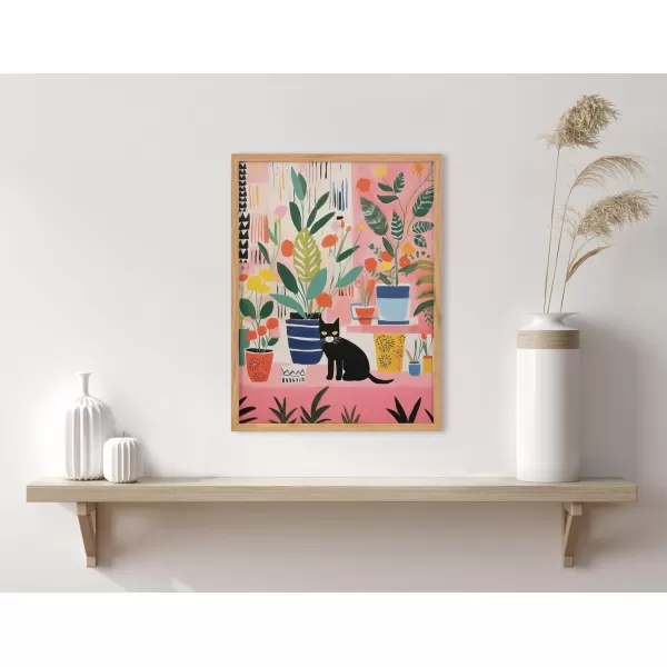 Kate and Laurel Cute Deer Wearing Glasses Framed Wall Art by The Creative Bunch Studio 12x16 Black Adorable Animal Art for WallNatural  Kitty