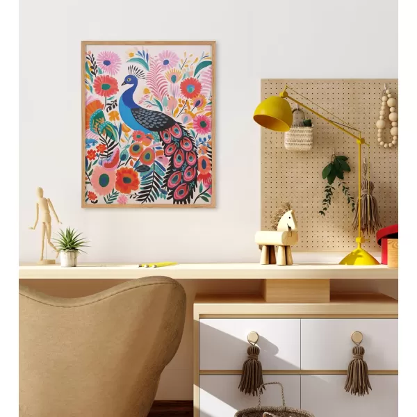 Kate and Laurel Cute Deer Wearing Glasses Framed Wall Art by The Creative Bunch Studio 12x16 Black Adorable Animal Art for WallNatural  Peacock