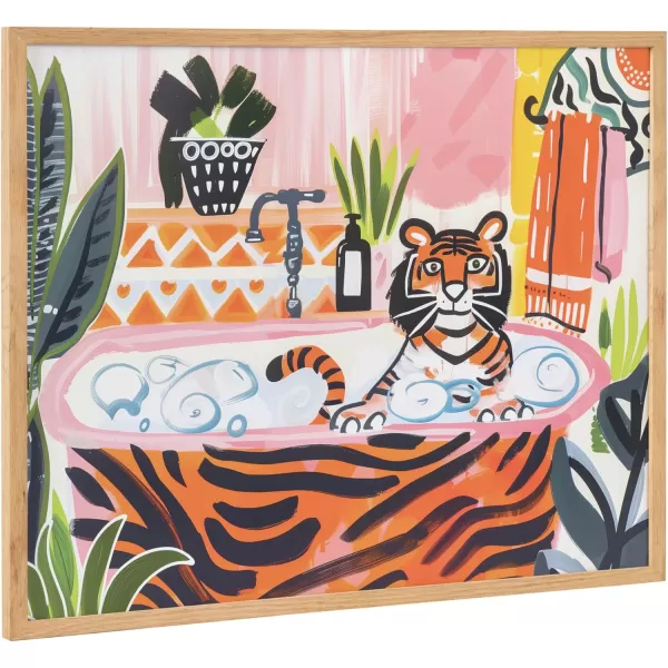 Kate and Laurel Cute Deer Wearing Glasses Framed Wall Art by The Creative Bunch Studio 12x16 Black Adorable Animal Art for WallNatural  Tiger Bath