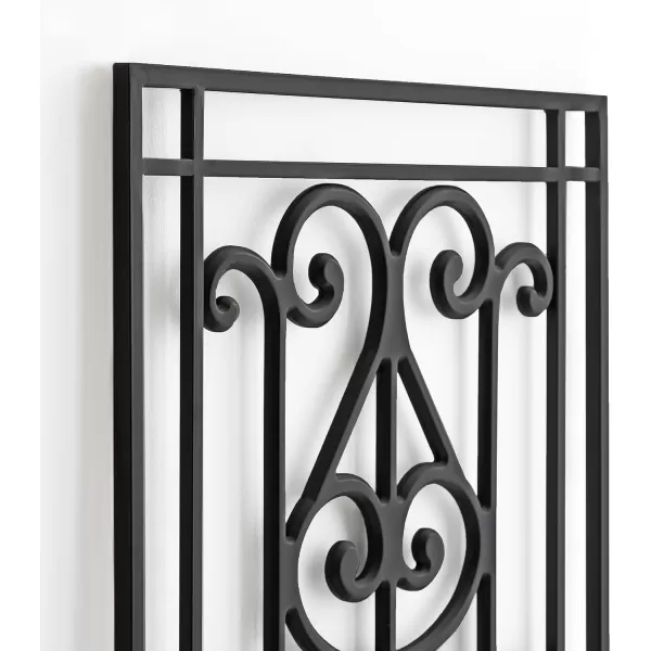 Kate and Laurel Ellard Farmhouse Rectangle Wall Art Plaque 20 x 44 Black Traditional Panel Decorative Wall Plaque with Ornate Painted Wooden Scrollwork and Sturdy Metal Frame