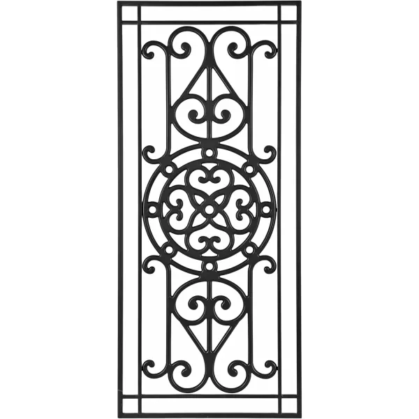 Kate and Laurel Ellard Farmhouse Rectangle Wall Art Plaque 20 x 44 Black Traditional Panel Decorative Wall Plaque with Ornate Painted Wooden Scrollwork and Sturdy Metal Frame