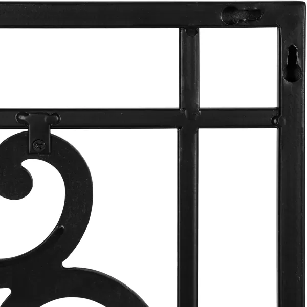 Kate and Laurel Ellard Farmhouse Rectangle Wall Art Plaque 20 x 44 Black Traditional Panel Decorative Wall Plaque with Ornate Painted Wooden Scrollwork and Sturdy Metal Frame