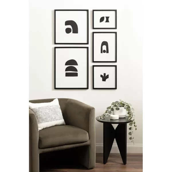 Kate and Laurel Gallery Contemporary Rectangle Minimal Graphic Framed Art Set of 5 Varying Sizes Black Modern FivePiece Framed Wall Art for Gallery Wall Frame Set in Living Room Wall DecorBlack
