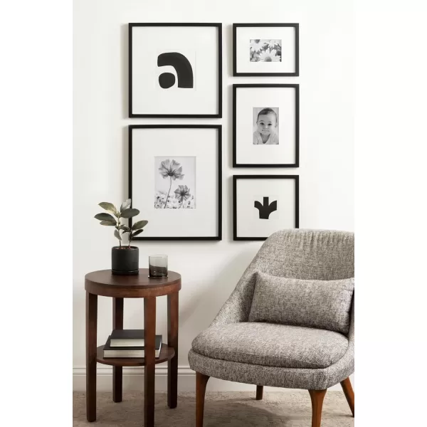 Kate and Laurel Gallery Contemporary Rectangle Minimal Graphic Framed Art Set of 5 Varying Sizes Black Modern FivePiece Framed Wall Art for Gallery Wall Frame Set in Living Room Wall DecorBlack