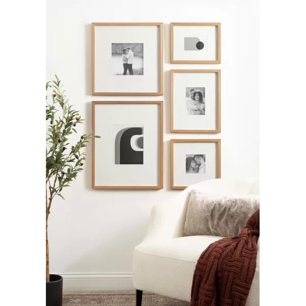 Kate and Laurel Gallery Contemporary Rectangle Minimal Graphic Framed Art Set of 5 Varying Sizes Black Modern FivePiece Framed Wall Art for Gallery Wall Frame Set in Living Room Wall DecorRustic Brown