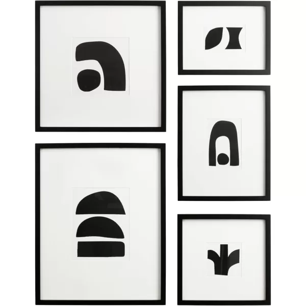 Kate and Laurel Gallery Contemporary Rectangle Minimal Graphic Framed Art Set of 5 Varying Sizes Black Modern FivePiece Framed Wall Art for Gallery Wall Frame Set in Living Room Wall DecorBlack