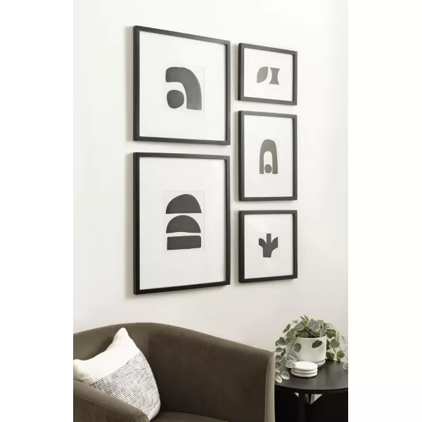 Kate and Laurel Gallery Contemporary Rectangle Minimal Graphic Framed Art Set of 5 Varying Sizes Black Modern FivePiece Framed Wall Art for Gallery Wall Frame Set in Living Room Wall DecorBlack