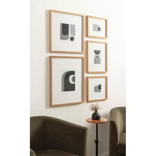 Kate and Laurel Gallery Contemporary Rectangle Minimal Graphic Framed Art Set of 5 Varying Sizes Black Modern FivePiece Framed Wall Art for Gallery Wall Frame Set in Living Room Wall DecorRustic Brown