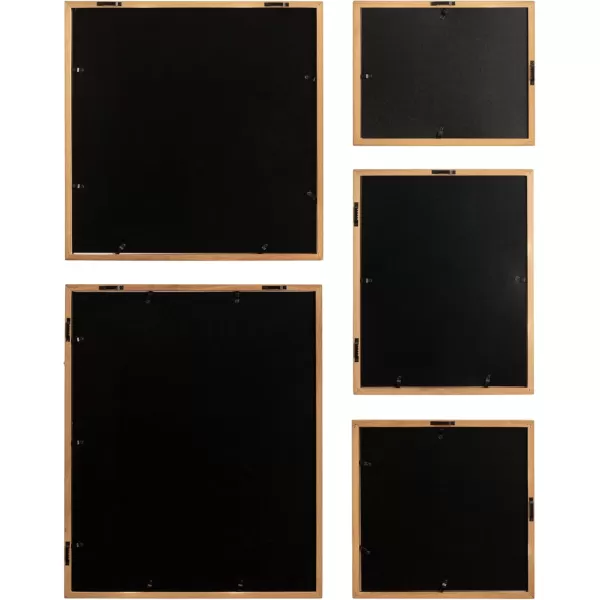 Kate and Laurel Gallery Contemporary Rectangle Minimal Graphic Framed Art Set of 5 Varying Sizes Black Modern FivePiece Framed Wall Art for Gallery Wall Frame Set in Living Room Wall DecorRustic Brown