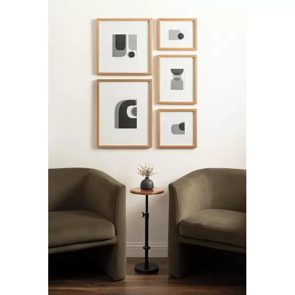 Kate and Laurel Gallery Contemporary Rectangle Minimal Graphic Framed Art Set of 5 Varying Sizes Black Modern FivePiece Framed Wall Art for Gallery Wall Frame Set in Living Room Wall DecorRustic Brown