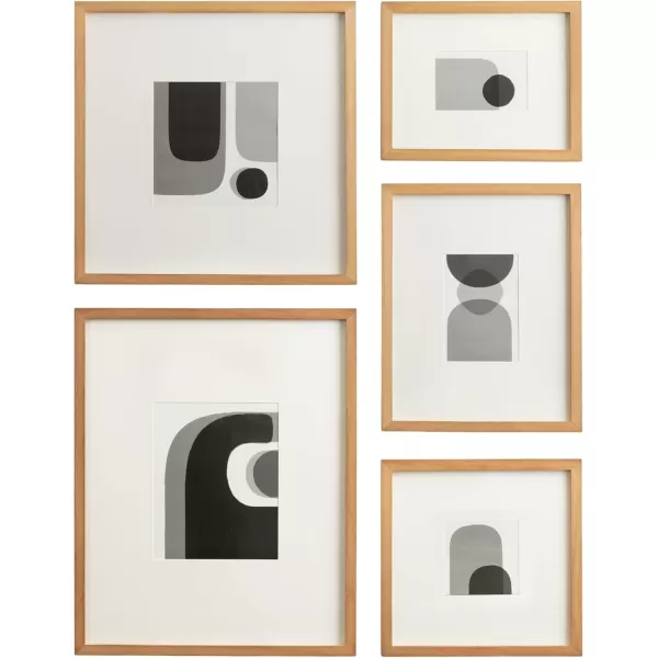 Kate and Laurel Gallery Contemporary Rectangle Minimal Graphic Framed Art Set of 5 Varying Sizes Black Modern FivePiece Framed Wall Art for Gallery Wall Frame Set in Living Room Wall DecorRustic Brown