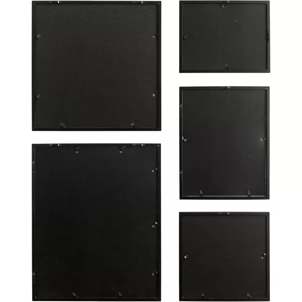 Kate and Laurel Gallery Contemporary Rectangle Minimal Graphic Framed Art Set of 5 Varying Sizes Black Modern FivePiece Framed Wall Art for Gallery Wall Frame Set in Living Room Wall DecorBlack