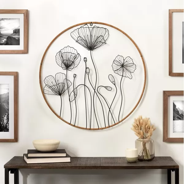 Kate and Laurel Jelica Wall Art Plaque 24quot Diameter NaturalBlack