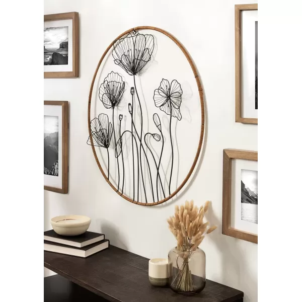 Kate and Laurel Jelica Wall Art Plaque 24quot Diameter NaturalBlack