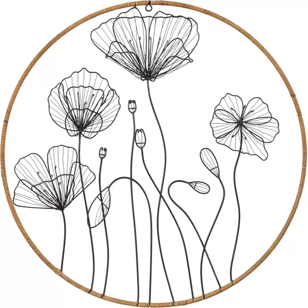 Kate and Laurel Jelica Wall Art Plaque 24quot Diameter NaturalBlack