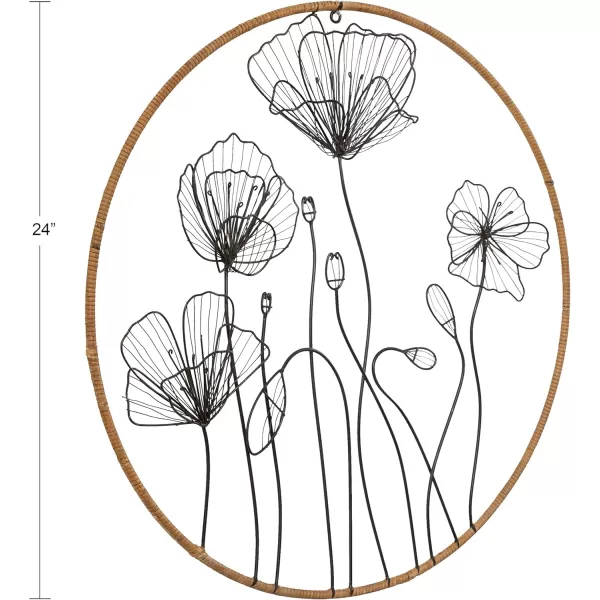 Kate and Laurel Jelica Wall Art Plaque 24quot Diameter NaturalBlack