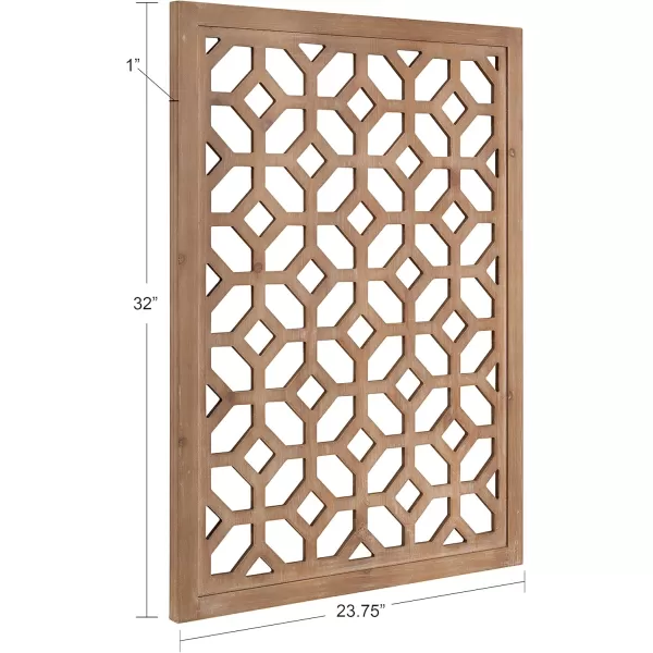 Kate and Laurel Latonia Coastal Wooden Wall Art Plaque with Repeating Pattern and Light Distressing 24x32 NaturalNatural