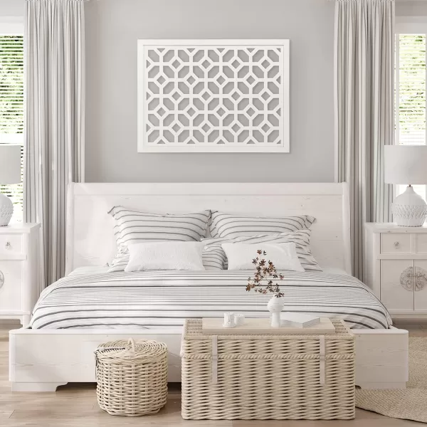 Kate and Laurel Latonia Coastal Wooden Wall Art Plaque with Repeating Pattern and Light Distressing 24x32 NaturalWhite