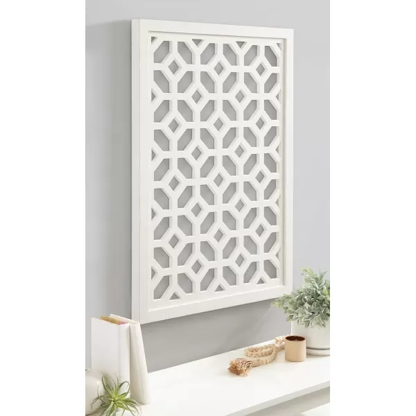 Kate and Laurel Latonia Coastal Wooden Wall Art Plaque with Repeating Pattern and Light Distressing 24x32 NaturalWhite