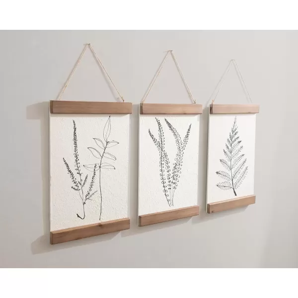 Kate and Laurel Lory Decorative Farmhouse ThreePiece Botanical Wall Art Plaque Set with Textured Paper Prints 3 pc 12quot Rustic Brown 3 Count