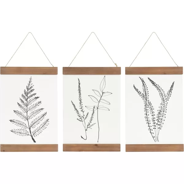 Kate and Laurel Lory Decorative Farmhouse ThreePiece Botanical Wall Art Plaque Set with Textured Paper Prints 3 pc 12quot Rustic Brown 3 Count