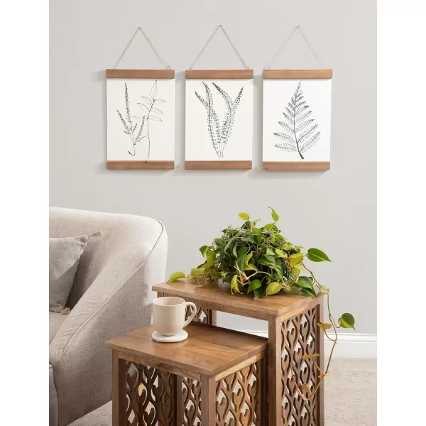 Kate and Laurel Lory Decorative Farmhouse ThreePiece Botanical Wall Art Plaque Set with Textured Paper Prints 3 pc 12quot Rustic Brown 3 Count