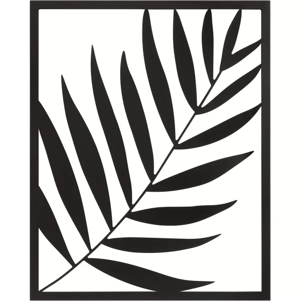 Kate and Laurel Malak Modern Metal Leaf Plaque Tropical Art for Wall Dcor 22x28 Black