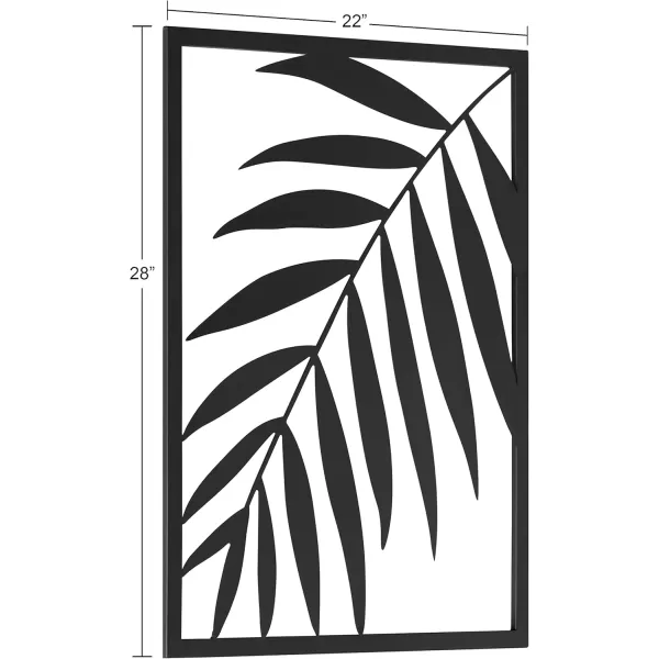 Kate and Laurel Malak Modern Metal Leaf Plaque Tropical Art for Wall Dcor 22x28 Black