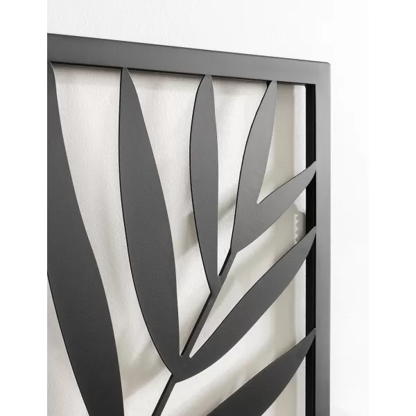 Kate and Laurel Malak Modern Metal Leaf Plaque Tropical Art for Wall Dcor 22x28 Black