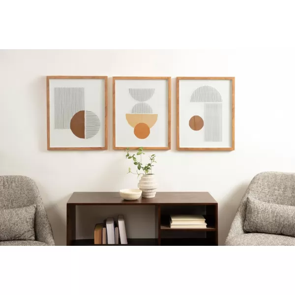 Kate and Laurel Melstone Contemporary Rectangle MidCentury Geometric Framed Art Set of 3 16 x 20 Brown Modern ThreePiece Framed Wall Art for Gallery Wall Frame Set in Living Room Wall Decor