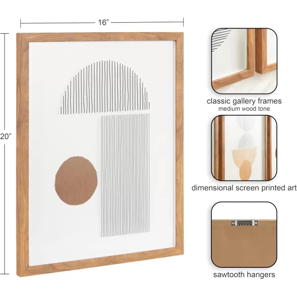 Kate and Laurel Melstone Contemporary Rectangle MidCentury Geometric Framed Art Set of 3 16 x 20 Brown Modern ThreePiece Framed Wall Art for Gallery Wall Frame Set in Living Room Wall Decor
