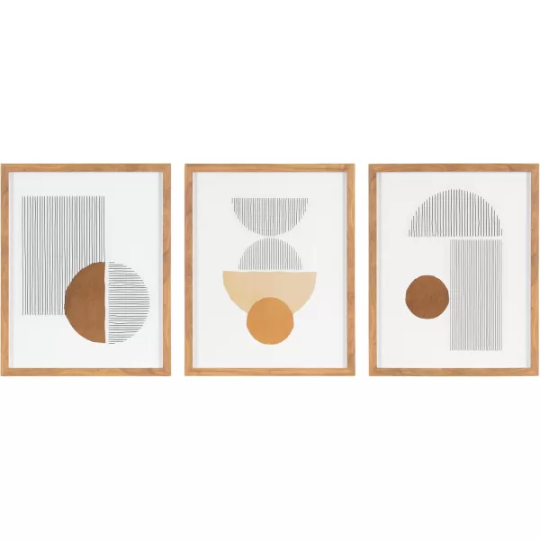 Kate and Laurel Melstone Contemporary Rectangle MidCentury Geometric Framed Art Set of 3 16 x 20 Brown Modern ThreePiece Framed Wall Art for Gallery Wall Frame Set in Living Room Wall Decor