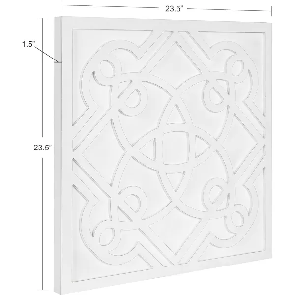 Kate and Laurel Mercador Modern Farmhouse Square Wooden Wall Art Plaque for Light Coastal Home Decor 24x24 White