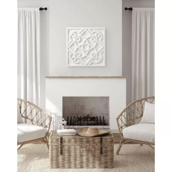 Kate and Laurel Mercador Modern Farmhouse Square Wooden Wall Art Plaque for Light Coastal Home Decor 24x24 White