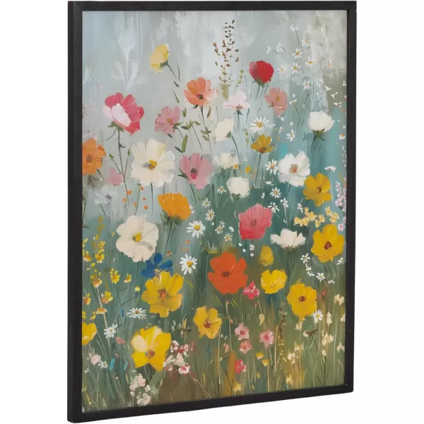 Kate and Laurel Modern Muted Cottage Floral Abstract Framed Wall Art by The Creative Bunch Studio 16x20 Black Cute Flower Art for WallBlack  Boho Garden