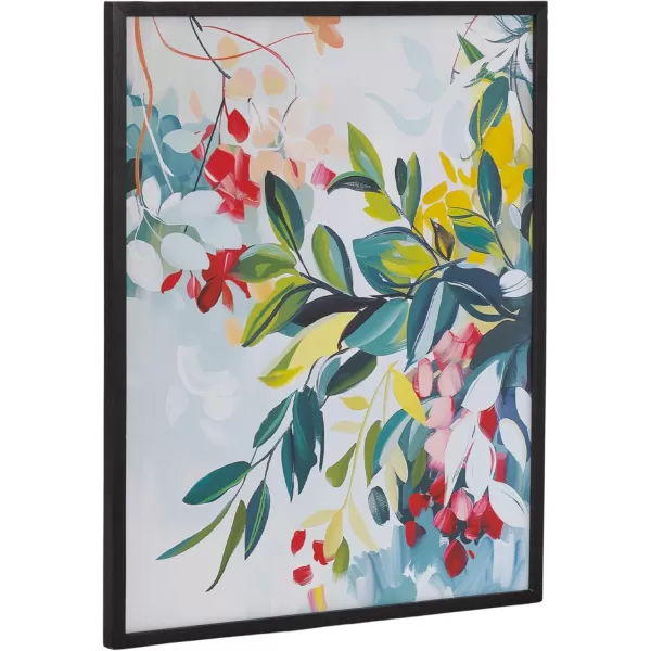 Kate and Laurel Modern Muted Cottage Floral Abstract Framed Wall Art by The Creative Bunch Studio 16x20 Black Cute Flower Art for WallBlack  Jewel Tone