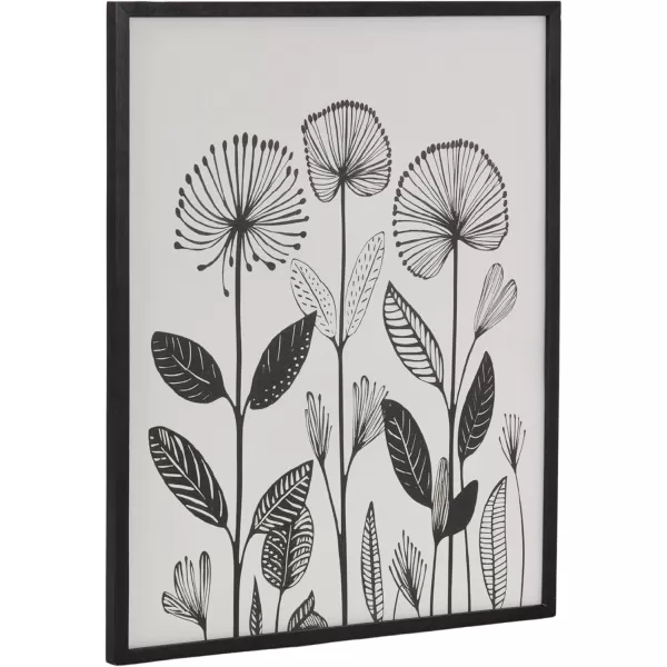Kate and Laurel Modern Muted Cottage Floral Abstract Framed Wall Art by The Creative Bunch Studio 16x20 Black Cute Flower Art for WallBlack  Modern Botanicals