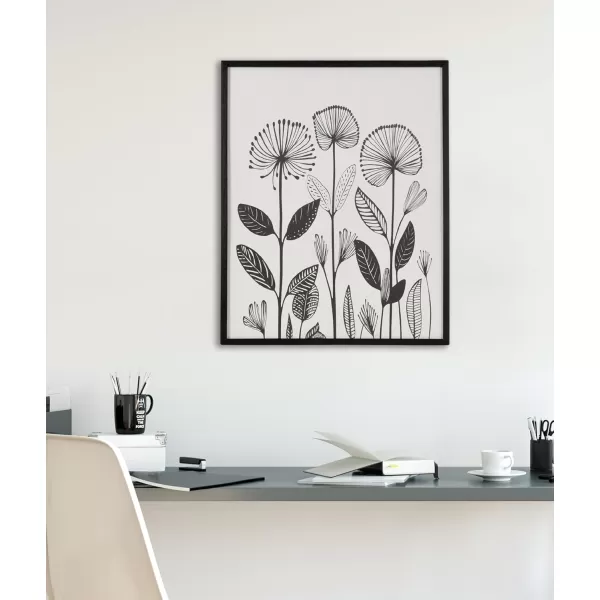 Kate and Laurel Modern Muted Cottage Floral Abstract Framed Wall Art by The Creative Bunch Studio 16x20 Black Cute Flower Art for WallBlack  Modern Botanicals