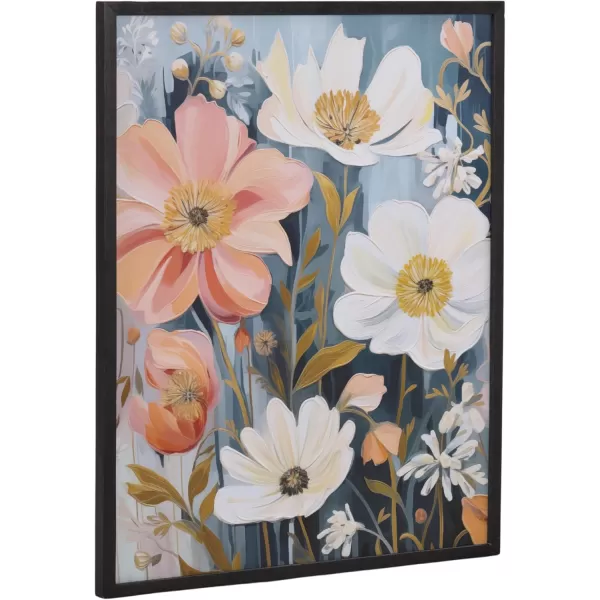 Kate and Laurel Modern Muted Cottage Floral Abstract Framed Wall Art by The Creative Bunch Studio 16x20 Black Cute Flower Art for WallBlack  Muted Neutrals