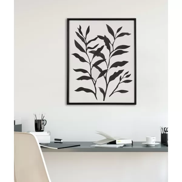 Kate and Laurel Modern Muted Cottage Floral Abstract Framed Wall Art by The Creative Bunch Studio 16x20 Black Cute Flower Art for WallBlack  Silhouette