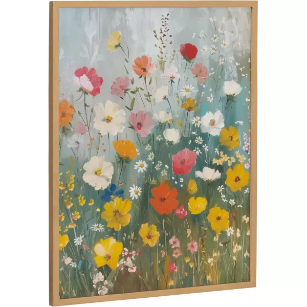 Kate and Laurel Modern Muted Cottage Floral Abstract Framed Wall Art by The Creative Bunch Studio 16x20 Black Cute Flower Art for WallGold  Boho Garden