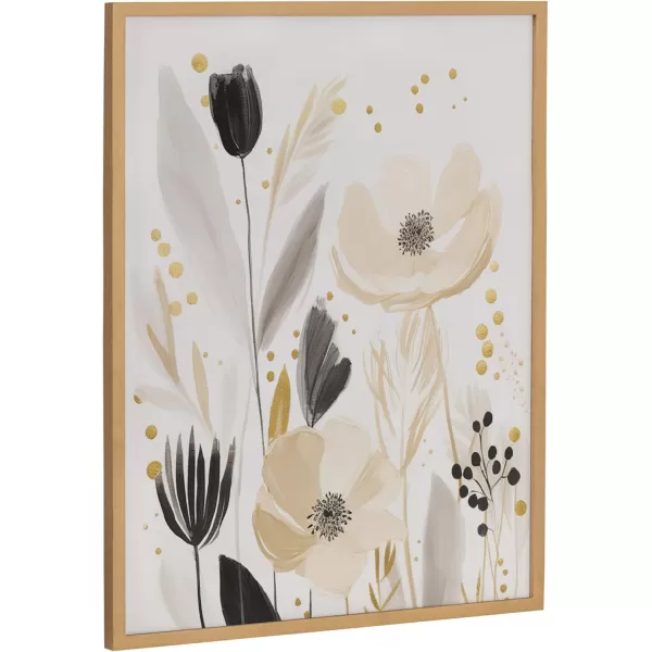 Kate and Laurel Modern Muted Cottage Floral Abstract Framed Wall Art by The Creative Bunch Studio 16x20 Black Cute Flower Art for WallGold  Cottage Floral