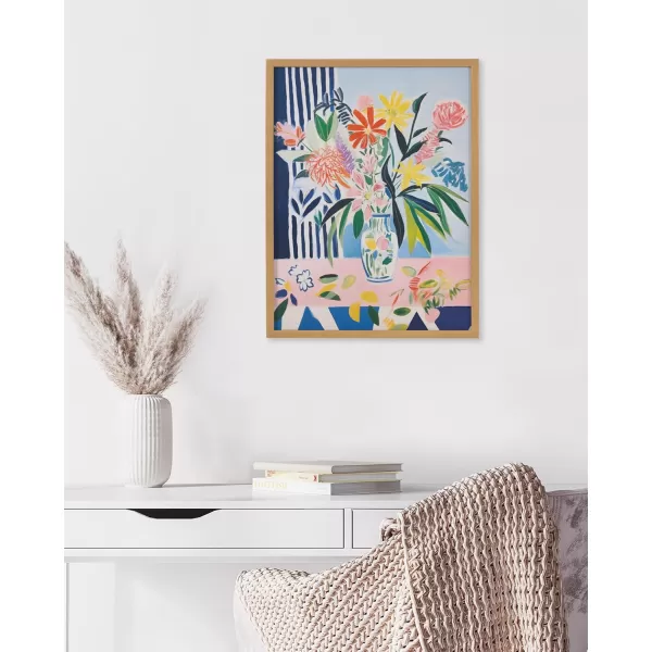 Kate and Laurel Modern Muted Cottage Floral Abstract Framed Wall Art by The Creative Bunch Studio 16x20 Black Cute Flower Art for WallGold  Flower Vase