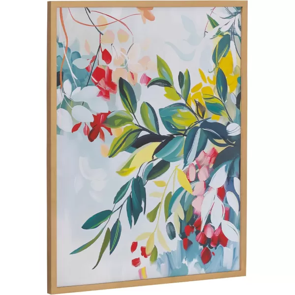 Kate and Laurel Modern Muted Cottage Floral Abstract Framed Wall Art by The Creative Bunch Studio 16x20 Black Cute Flower Art for WallGold  Jewel Tone