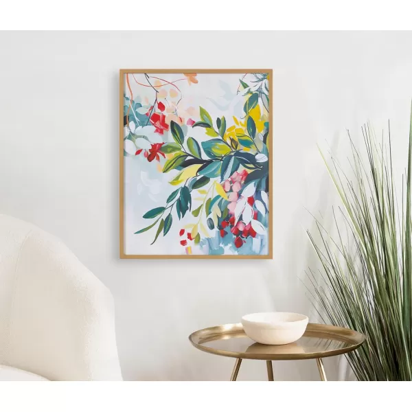Kate and Laurel Modern Muted Cottage Floral Abstract Framed Wall Art by The Creative Bunch Studio 16x20 Black Cute Flower Art for WallGold  Jewel Tone