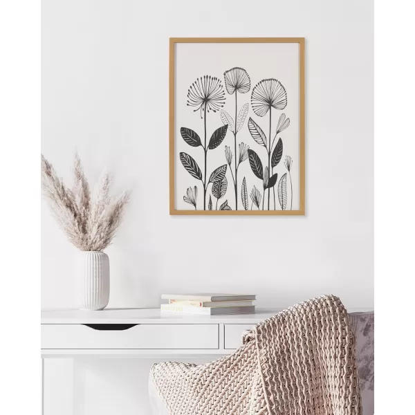 Kate and Laurel Modern Muted Cottage Floral Abstract Framed Wall Art by The Creative Bunch Studio 16x20 Black Cute Flower Art for WallGold  Modern Botanicals