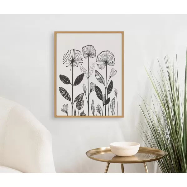 Kate and Laurel Modern Muted Cottage Floral Abstract Framed Wall Art by The Creative Bunch Studio 16x20 Black Cute Flower Art for WallGold  Modern Botanicals