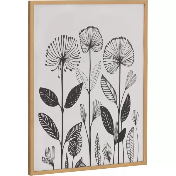 Kate and Laurel Modern Muted Cottage Floral Abstract Framed Wall Art by The Creative Bunch Studio 16x20 Black Cute Flower Art for WallGold  Modern Botanicals