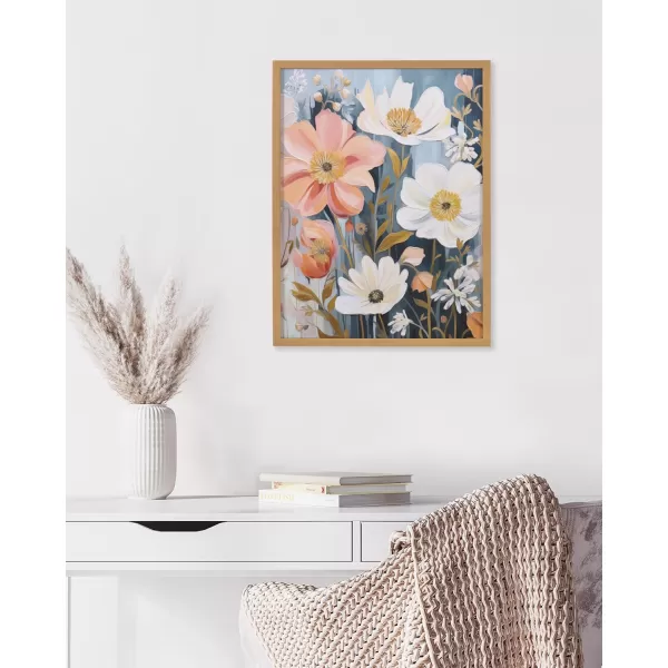 Kate and Laurel Modern Muted Cottage Floral Abstract Framed Wall Art by The Creative Bunch Studio 16x20 Black Cute Flower Art for WallGold  Muted Neutrals